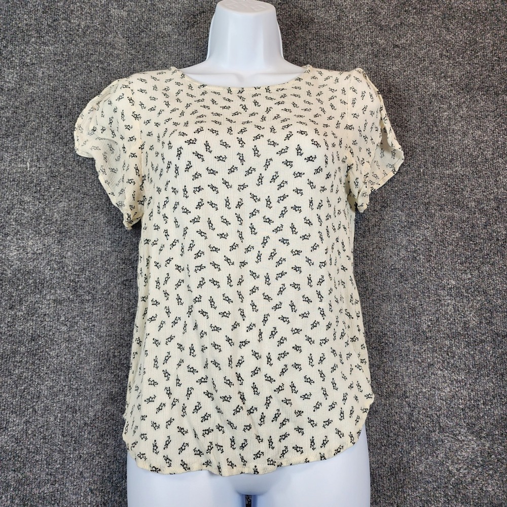 Potter's Pot Women Boho Cottagecore Prairie Peasant Rayon Hi Low Blouse Size M